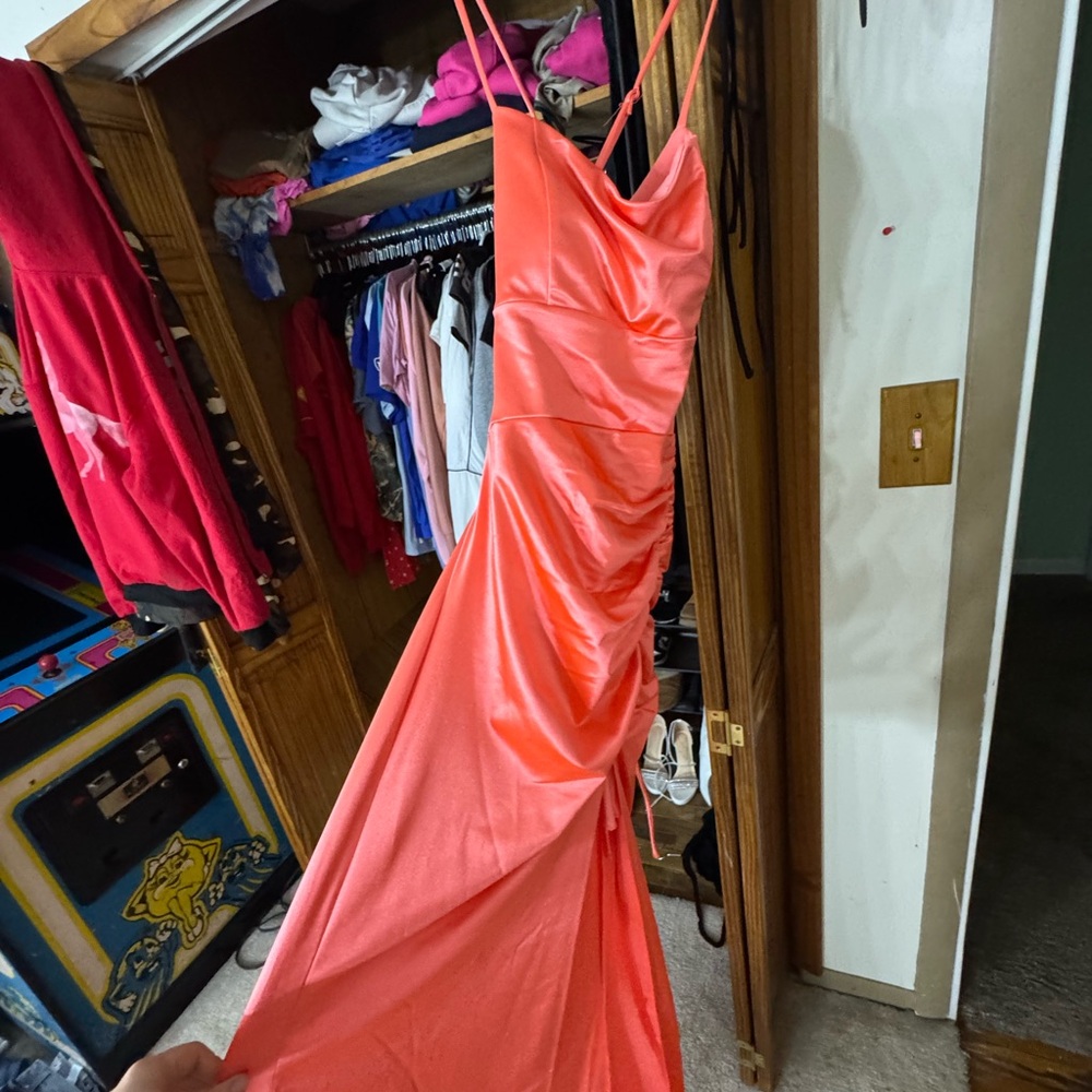 Elegant Coral Evening Gown